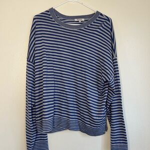 Madewell Blue and Gray Striped Top